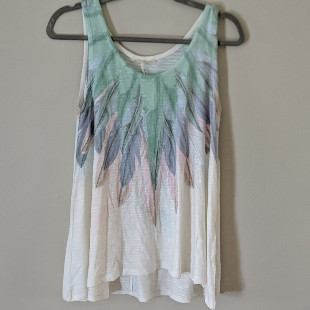 Feather print knit tank top